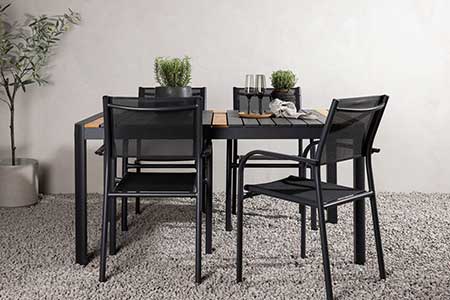 TABLE DE JARDIN 4 PERSONNES ALU ET TECK